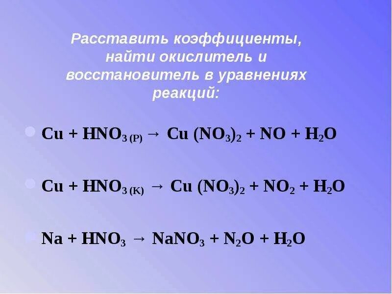 Cu и hno3 продукты реакции