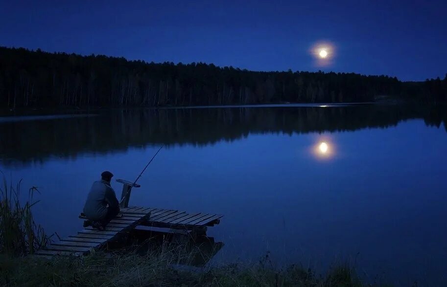 Уснуло озеро безмолвен лес Фет. Ночная рыбалка. Ночная рыбалка на озере. Рыбак ночью. Ловить рыбу ночью