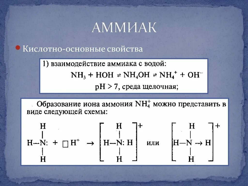 Хлорид аммония характер среды водного раствора. Аммиачная вода аммиак уравнение реакции. Химические свойства аммиака реакции. Уравнение реакции аммиака с водой. Кислотно-основные свойства аммиака.