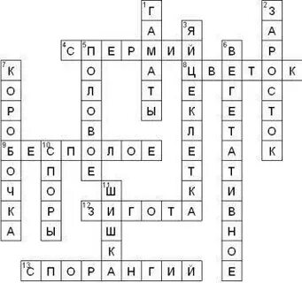 Систематика растений 7 класс кроссворд