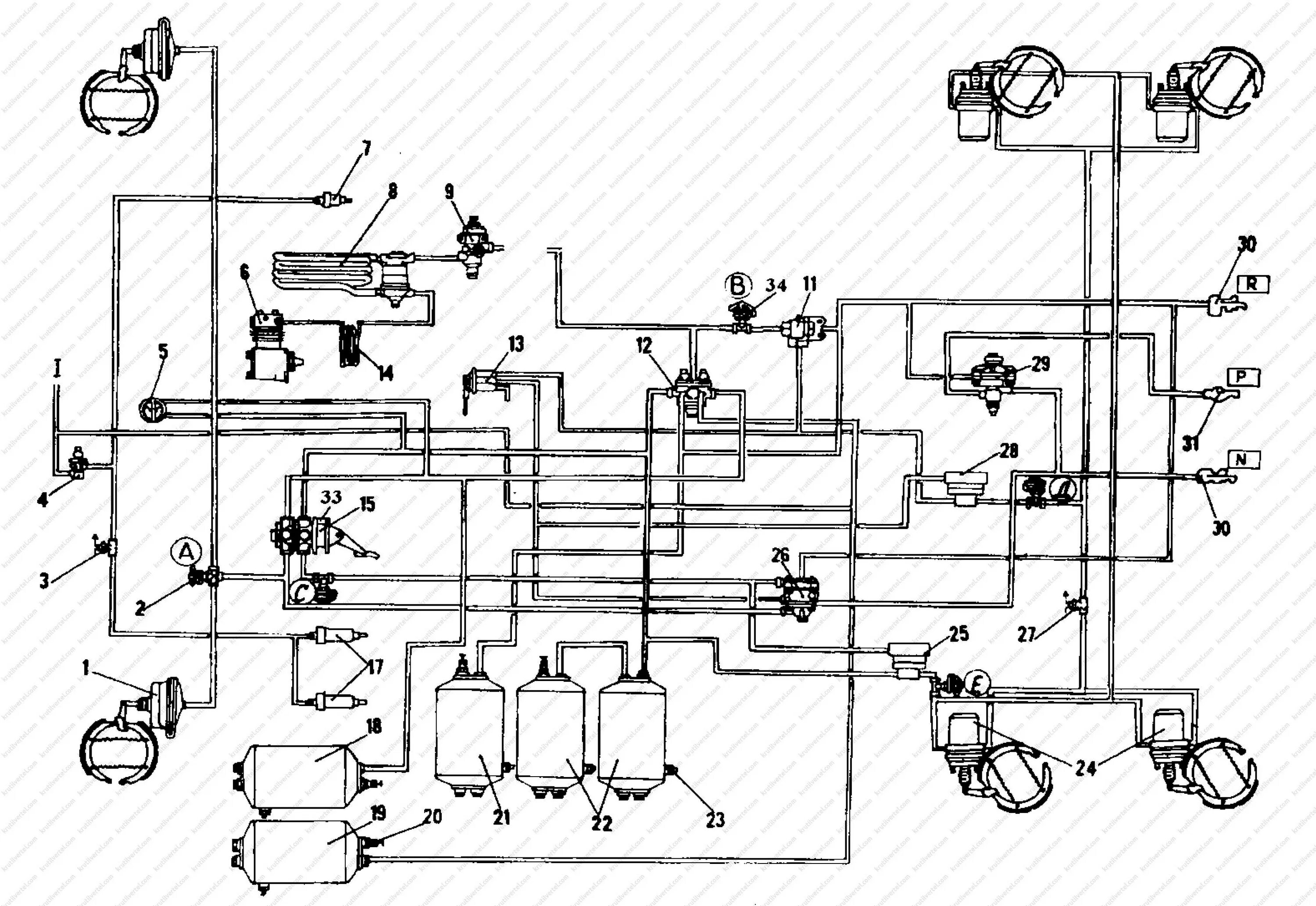 Подключение воздуха камаз. Пневматический привод тормозной системы КАМАЗ 55111. Воздушная тормозная система КАМАЗ 5320. Схема воздушной системы КАМАЗ 43118 евро 2. Тормозная система КАМАЗ 43118 схема цветная.