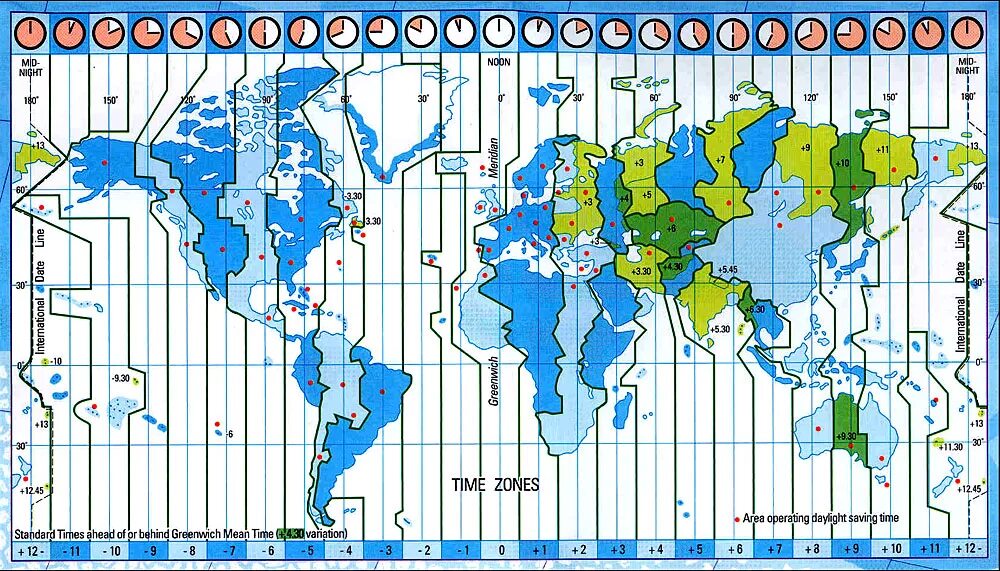 Как узнать часовой пояс. Схема часовых поясов земли.