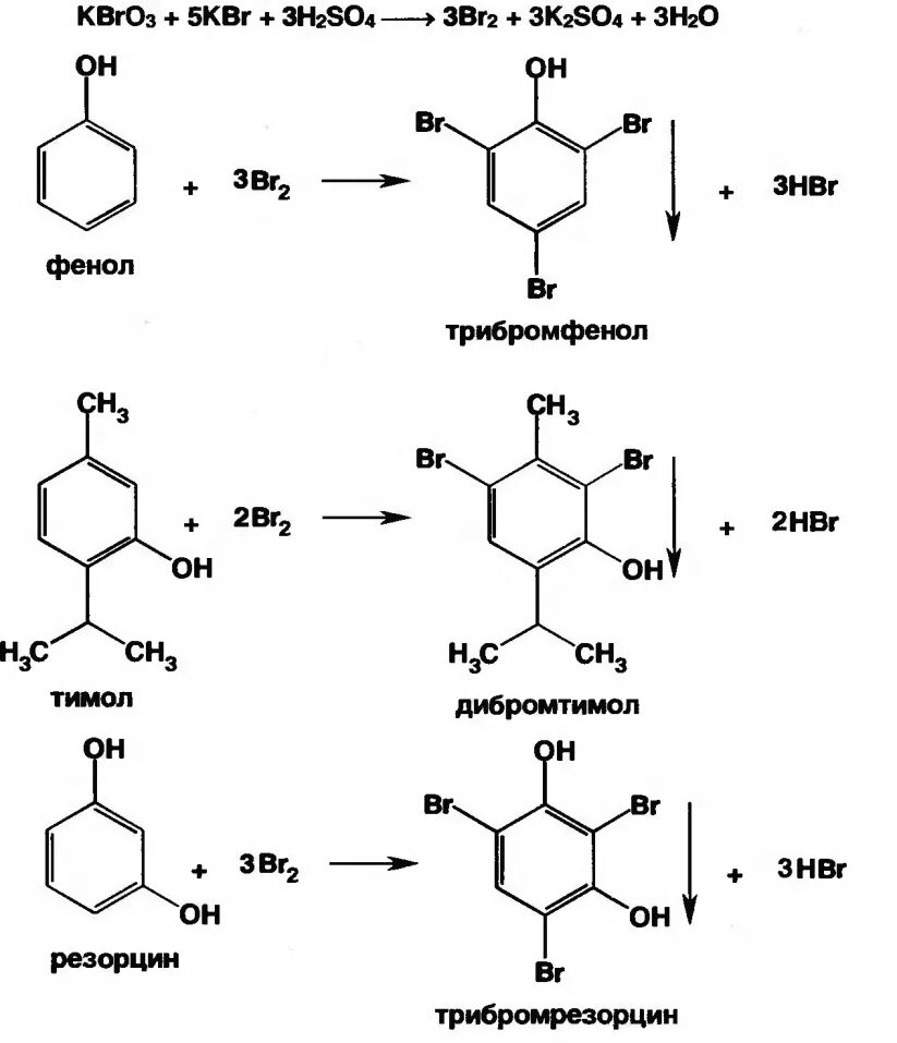 Бромирование фенола реакция. Тимол реакции подлинности. Тимол реакция идентификации. Тимол реакция Либермана. Тимол качественные реакции.