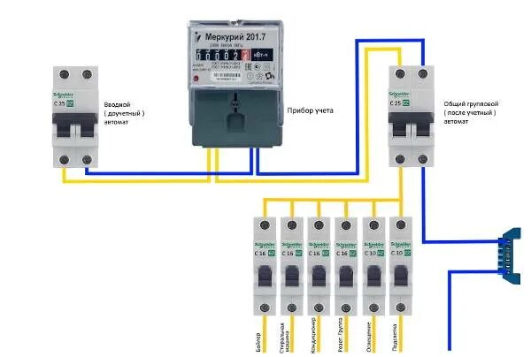 Сколько ампер в квартире. Вводной автомат 40 ампер 220. Вводной автомат перед счетчиком 380. Вводный автомат 63 ампер схема подключения. Схема подключения 10 автоматов.
