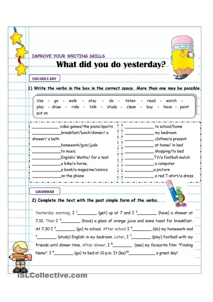 What did you do yesterday. What did you do yesterday worksheets. what did you do yesterday for kids. what did you do yesterday esl.