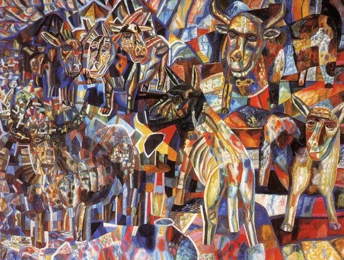 Horsemen by Pavel Filonov Canvas Art Print Painting, Canvas art prints, Artwor
