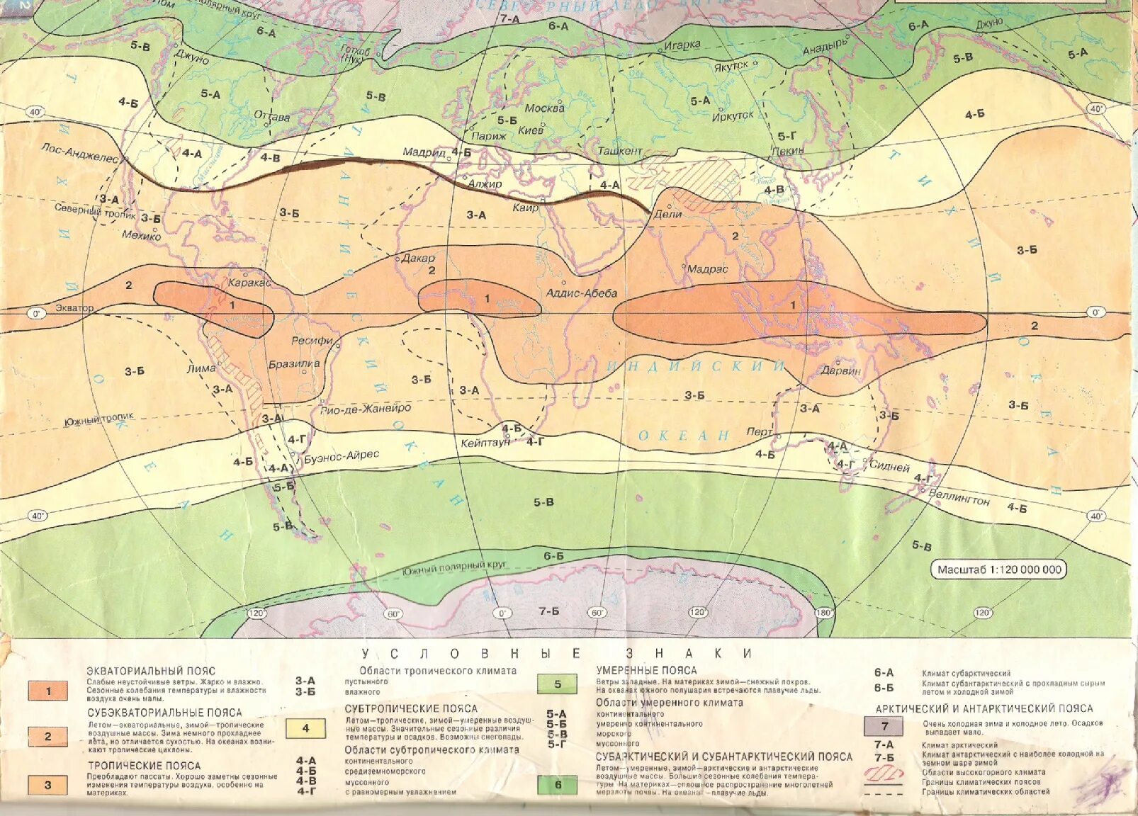 Карта климатический поясов 7 класс Атлам.