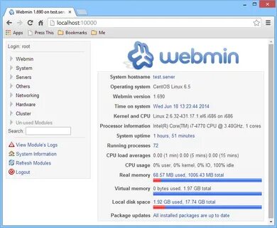 Установить webmin