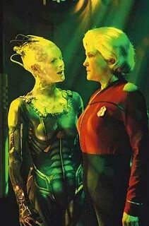 Alice Krige (left) as the Borg Queen and Kate Mulgrew as Captain Janeway in...