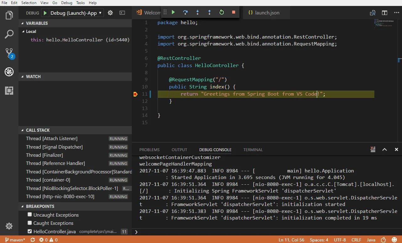 Visual code java. Java spring код. spring boot код. java spring boot. java in vscode.