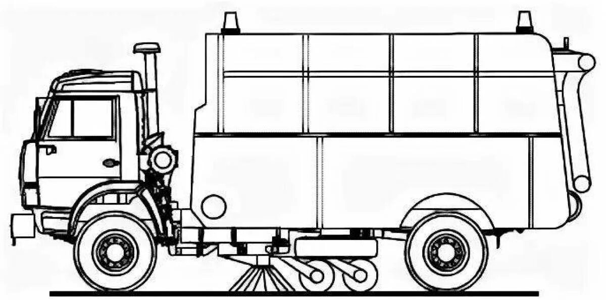Распечатать мусоровоз. Подметально-уборочная машина ПУ-53 чертеж. Подметально-уборочных машина ко-304а схема. Мусоровоз БМ-53229 чертеж. Снегоуборочная машина для раскрашивания.