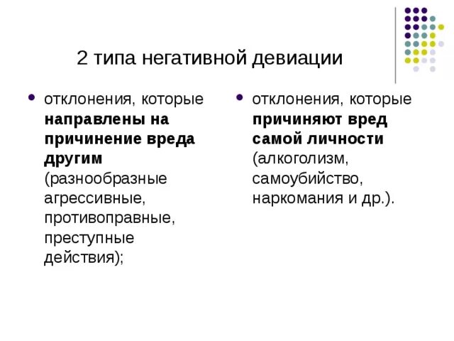 Типы девиации. Типы негативной девиации. отрицательная девиация. девиация (негативная и положительная, индивидуальная и групповая).