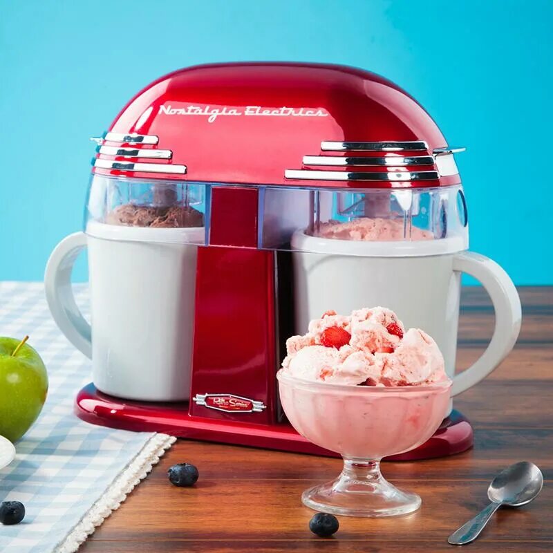 Мороженица Nostalgia icmp600wd. Прибор для приготовления мороженого. Мороженица ручная. Мороженица автоматическая.