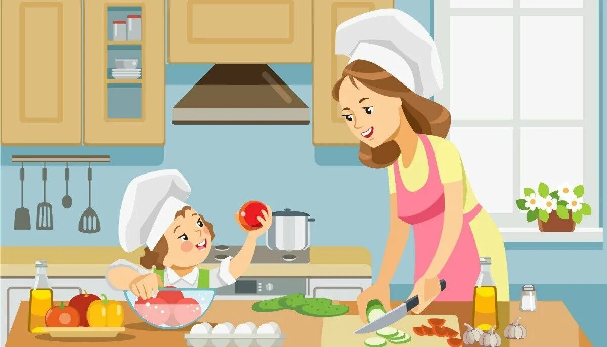 Готовка на кухне рисунок. Моя мама вкусно готовит на английском. Мультяшная кухня. Готовка рисунок. Моя мама варит классно текст.