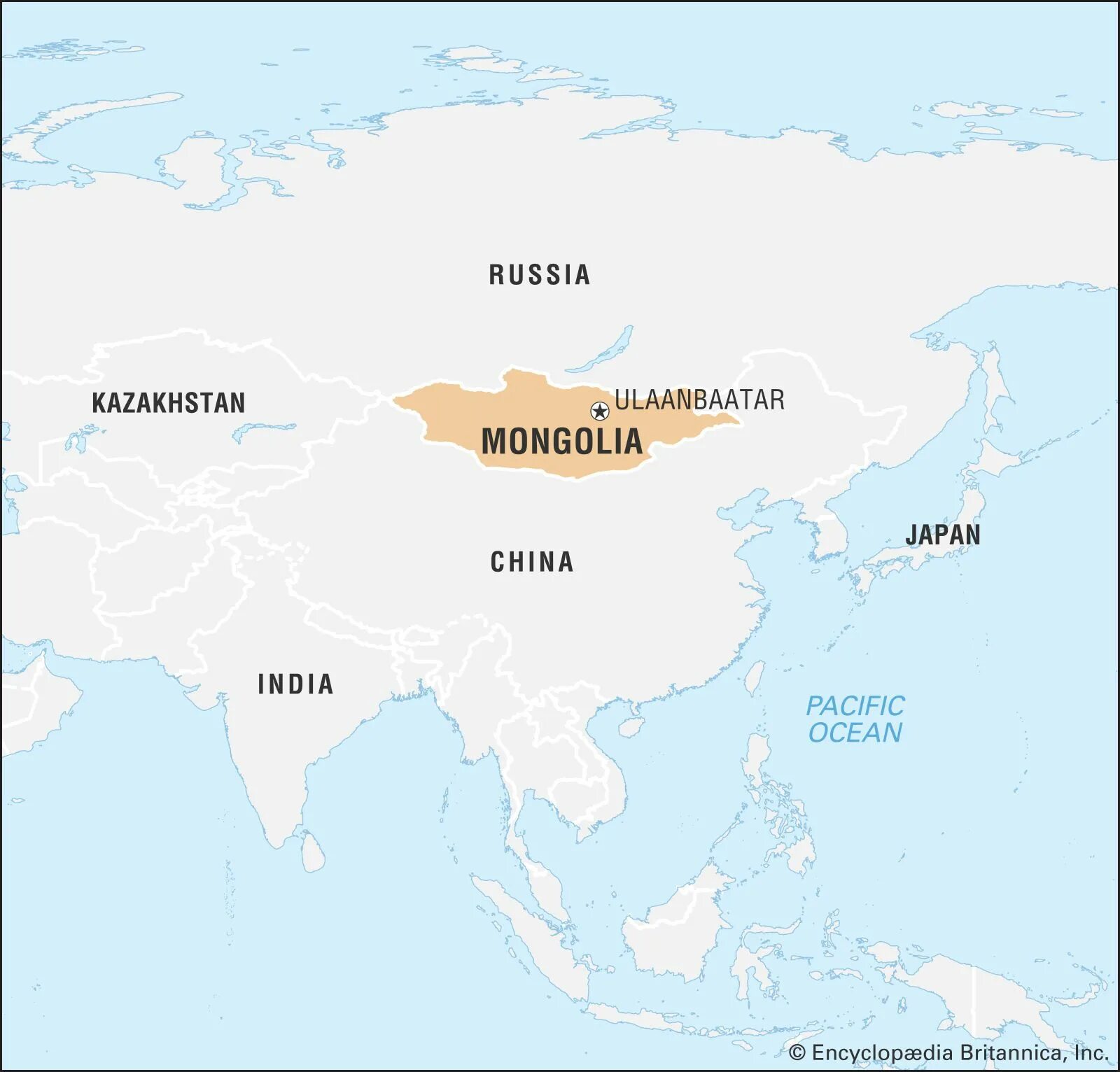 Карта Монголия в мире.