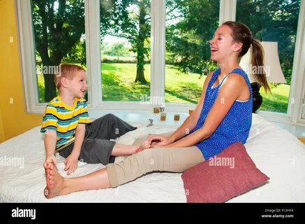 Sister feet licking