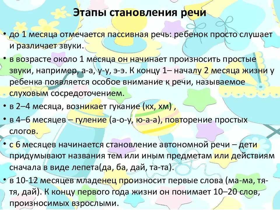 Речь до года по месяцам. Этапы развития речи у детей. в каком возрасте дети начинают говорить. последовательность формирования речи у ребенка 1 года. развитие речи ребенка до 1 года.