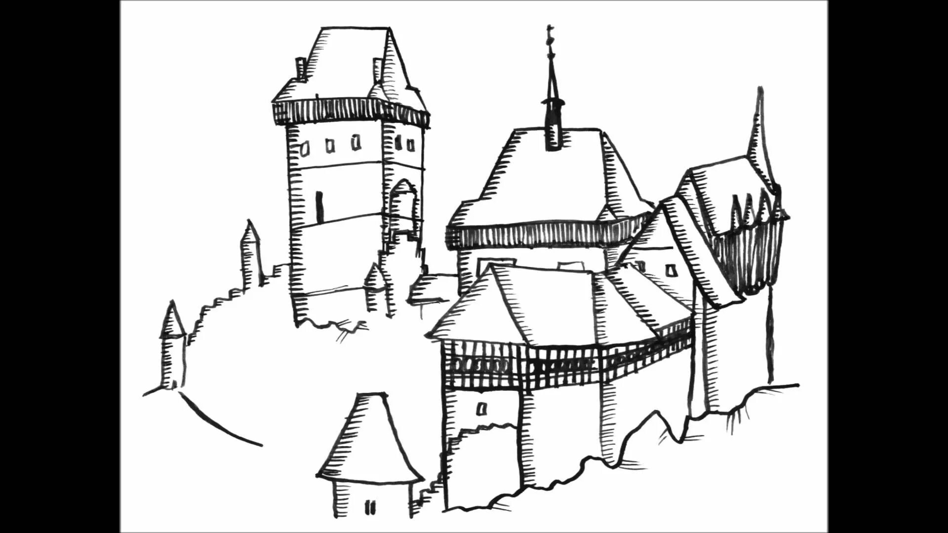 Средневековый город рисунок. Средневековье рисунок 4 класс. Замок средневековья рисунок.
