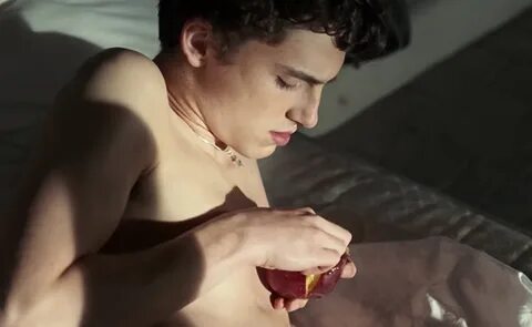 Elio preparing his peach in "Call Me by Your Name". 
