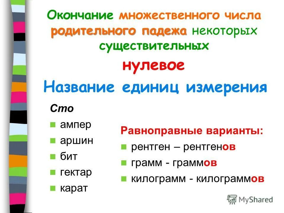 Слова женского рода множественного числа родительного падежа. Килограмм во множественном числе родительном падеже.