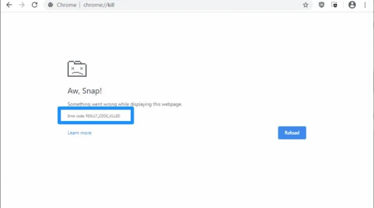 Out of memory chrome. Chrome://kill. код хрома. chrome crash. код ошибки: result_code_missing_data.