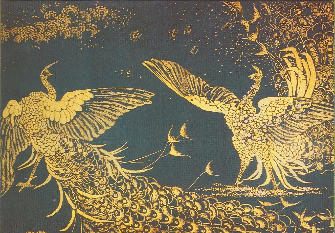 Gold bird s. Павлин золотой Шинуазри. Японская живопись Шинуазри. Фрески Шинуазри Япония. Дракон Шинуазри.