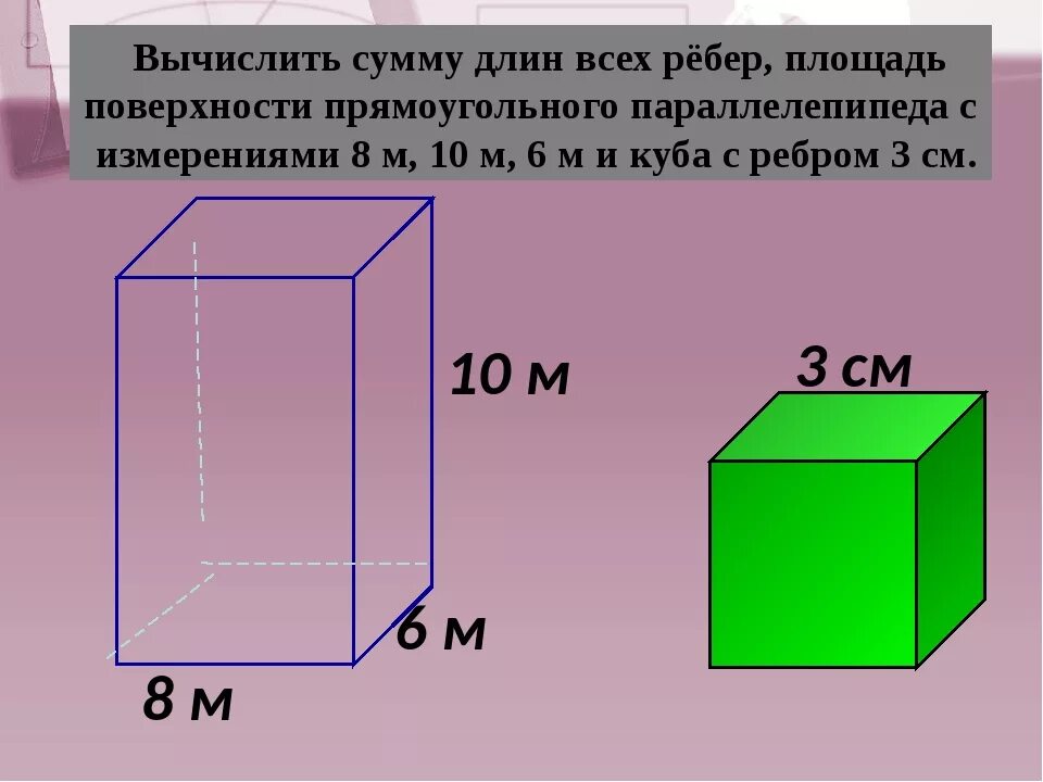 Найдите площадь поверхности куба с ребром 5