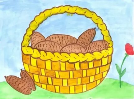 Рисунок корзина с еловыми шишками 4 класс
