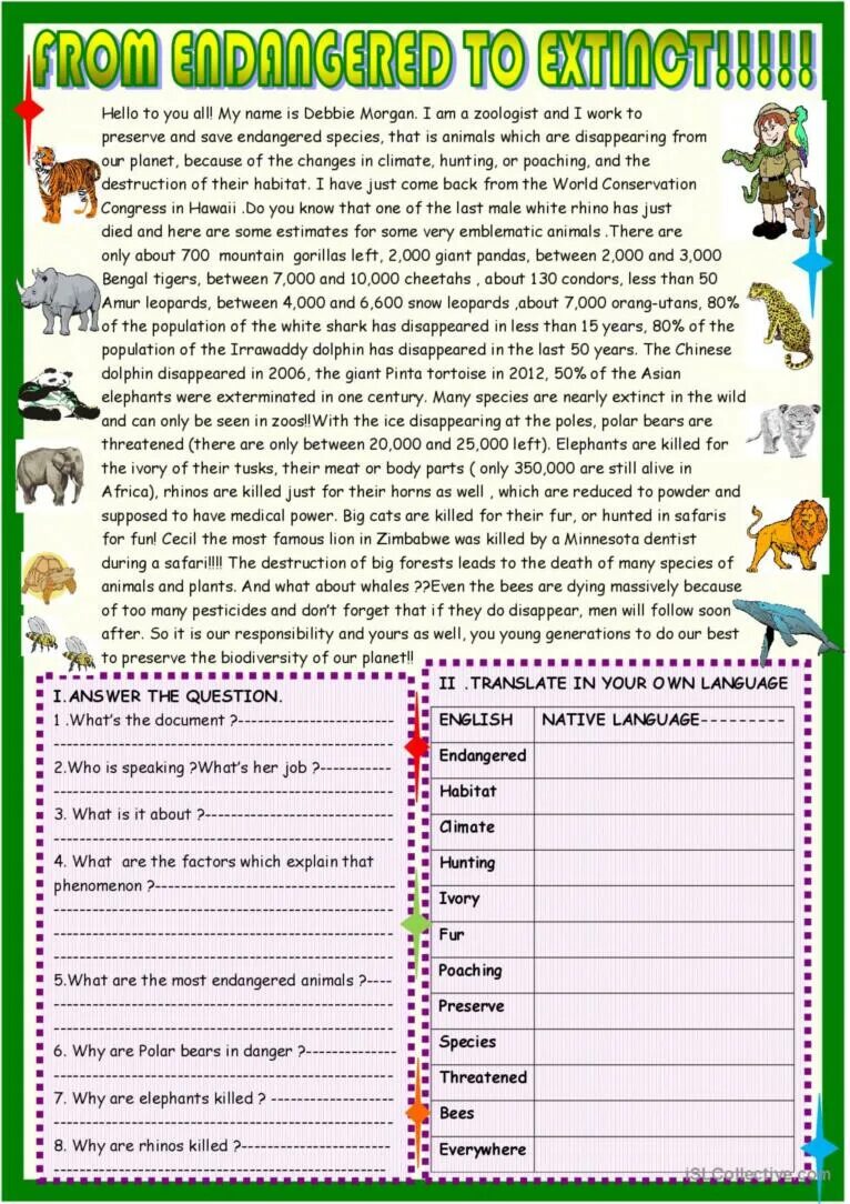 Worksheets экология. Reading about animals. Worksheets about animals. Рабочие листы экология английский. Our endangered planet