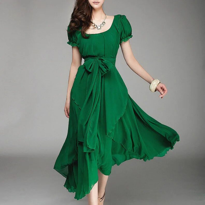 Летнее нарядное платье для женщины. Платье из шифона. Нарядные платья из шифона. Зеленое шифоновое платье. Нарядные платья из шифона.