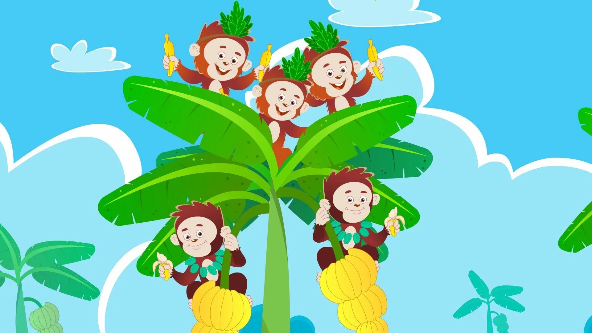 5 Little Monkeys. Five little Monkeys swinging in a Tree. Kids Rhymes Five little Monkeys. Five little Monkeys - Baby Nursery Rhymes for Kids.