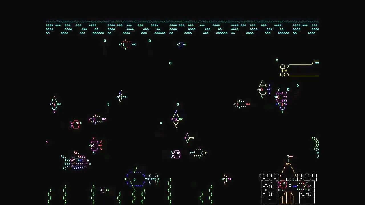 Ascii linux. Asciiquarium.