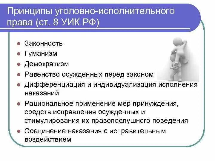 Уголовно исполнительный статус. Отраслевые принципы уголовно-исполнительного. Принципы уголовно-исполнительного законодательства РФ. Уголовно-исполнительное право принципы.