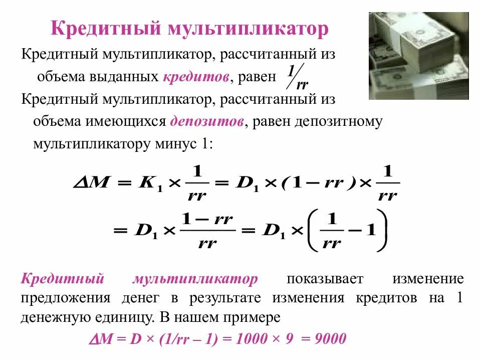 Как рассчитать мультипликатор. Кредитный мультипликатор. кредитный мультипликатор формула. банковский и денежный мультипликатор. кредитно денежный мультипликатор.