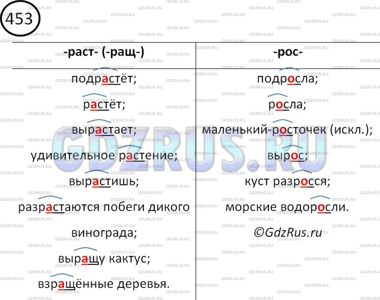 Слова с вариантом корня раст ращ. Русский язык 5 класс 453. Русский язык 5 класс 2 часть упражнение 453. Корни раст рос упражнения.