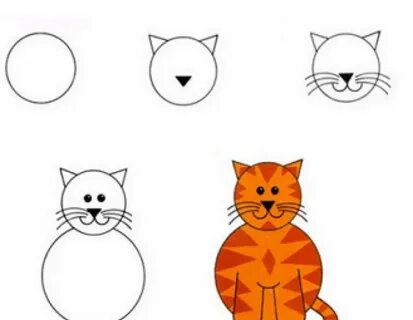 Быстро нарисовать кошку легко ребенку
