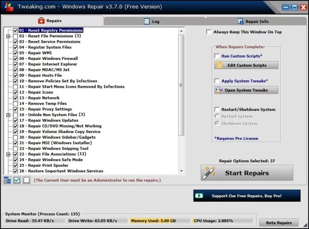 System file repair. Tweaking. windows ремонт. com tweaker. tweaking - system information.