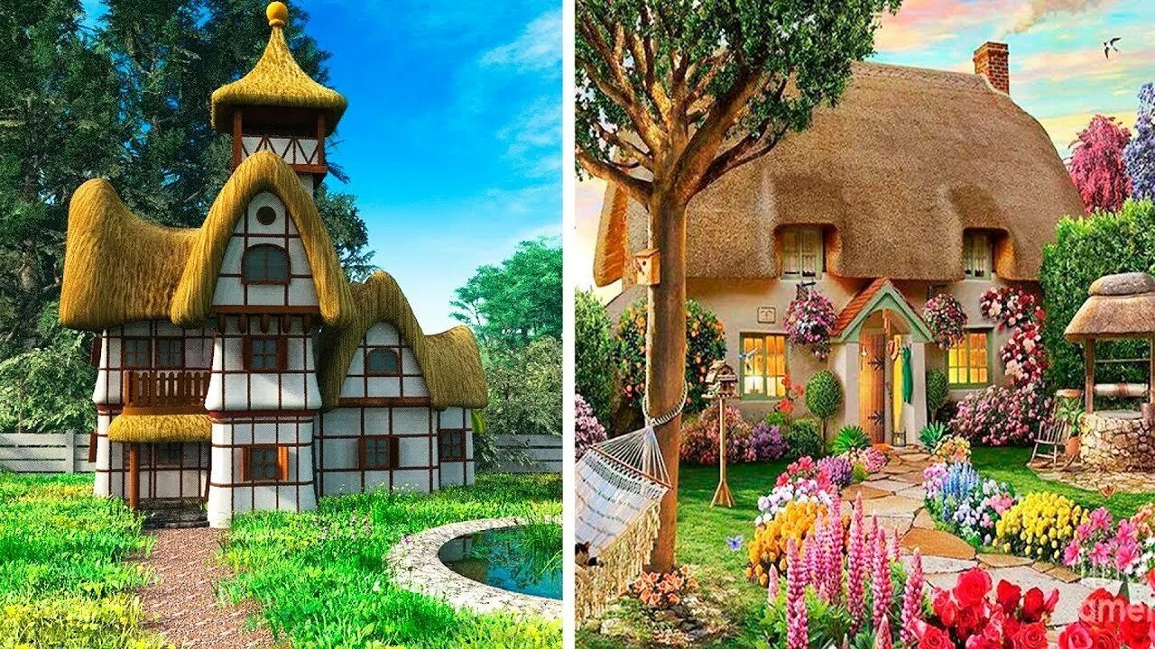 Красивый домик. Сосновый бор теремок. Волшебный дом построить. Земляной домик. Фэнтези деревня голубая крыша.