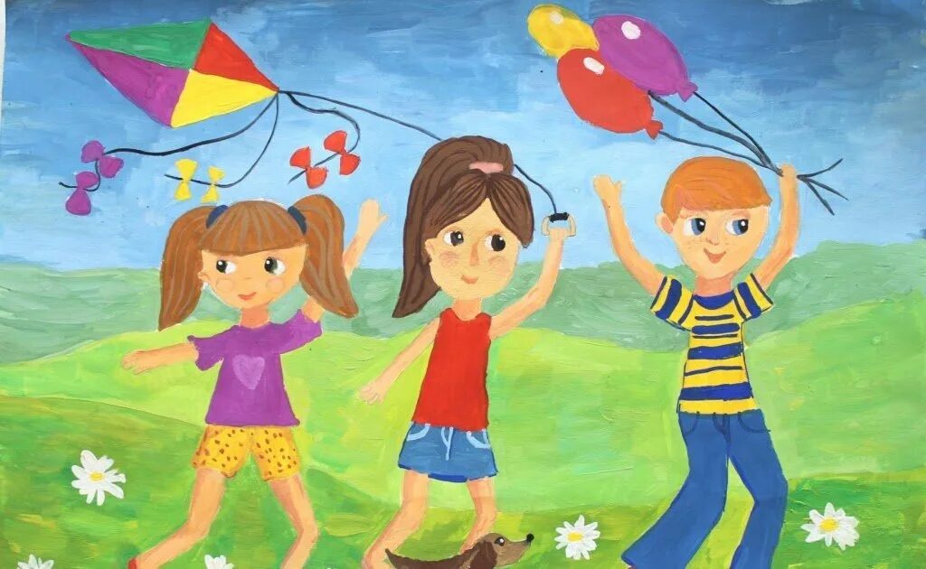 Детский рисунок. Рисунок на тему лето. День защиты детей иллюстрации. Рисунок на тему детство.
