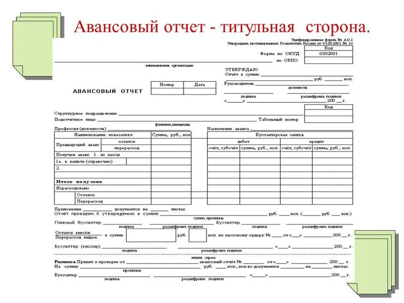Заполнение отчета о расходах подотчетного лица. Заполнение отчета о расходах подотчетного лица