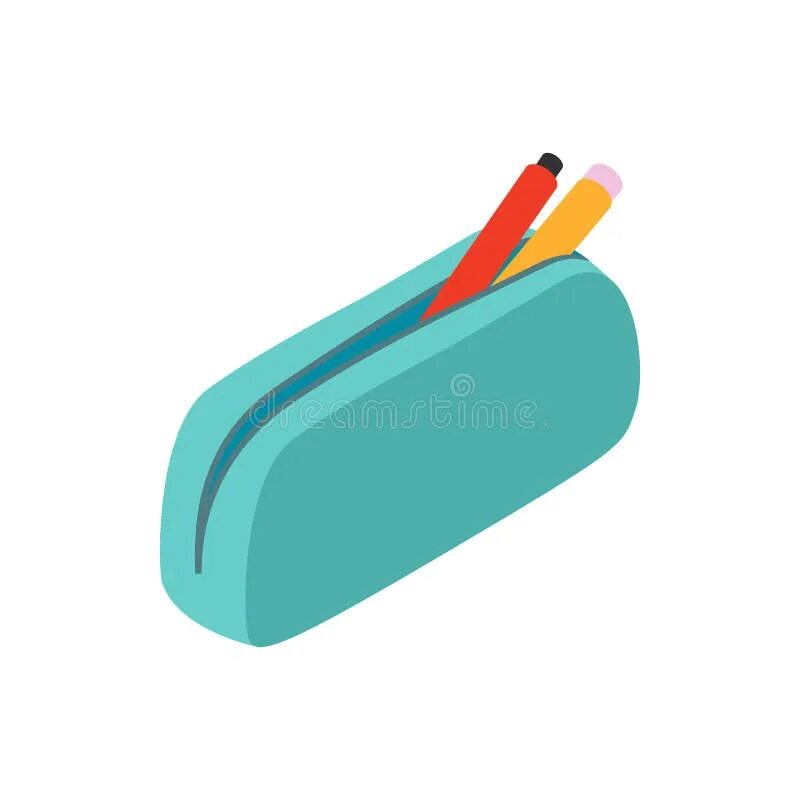 A pencil case in the desk. Пенал мультяшный. пенал с карандашами вектор. pencil case для детей. пенал значок.