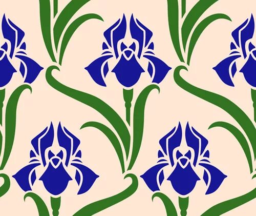 ирис stylized. узор ирисом. растительный орнамент в цвете. ирисы акварель ботаническая илл. ирис 4510.