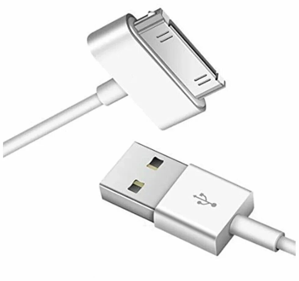 Кабель USB для iphone 4 (30 Pin) (1м) (белый) AAA. Зарядка для Apple 30pin с Lightning. Кабель ATCOM USB - Apple 30 Pin. Зарядка на айфон 4.