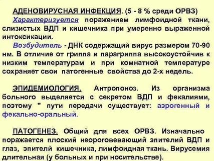 Особенности аденовирусной инфекции