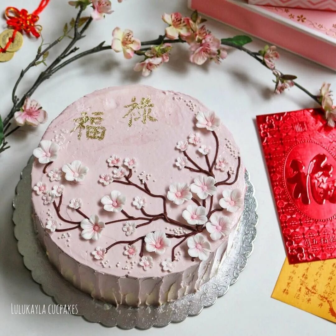 Торт сакура. Украшение торта в японском стиле. Торт в китайском стиле. Торт в корейском стиле.