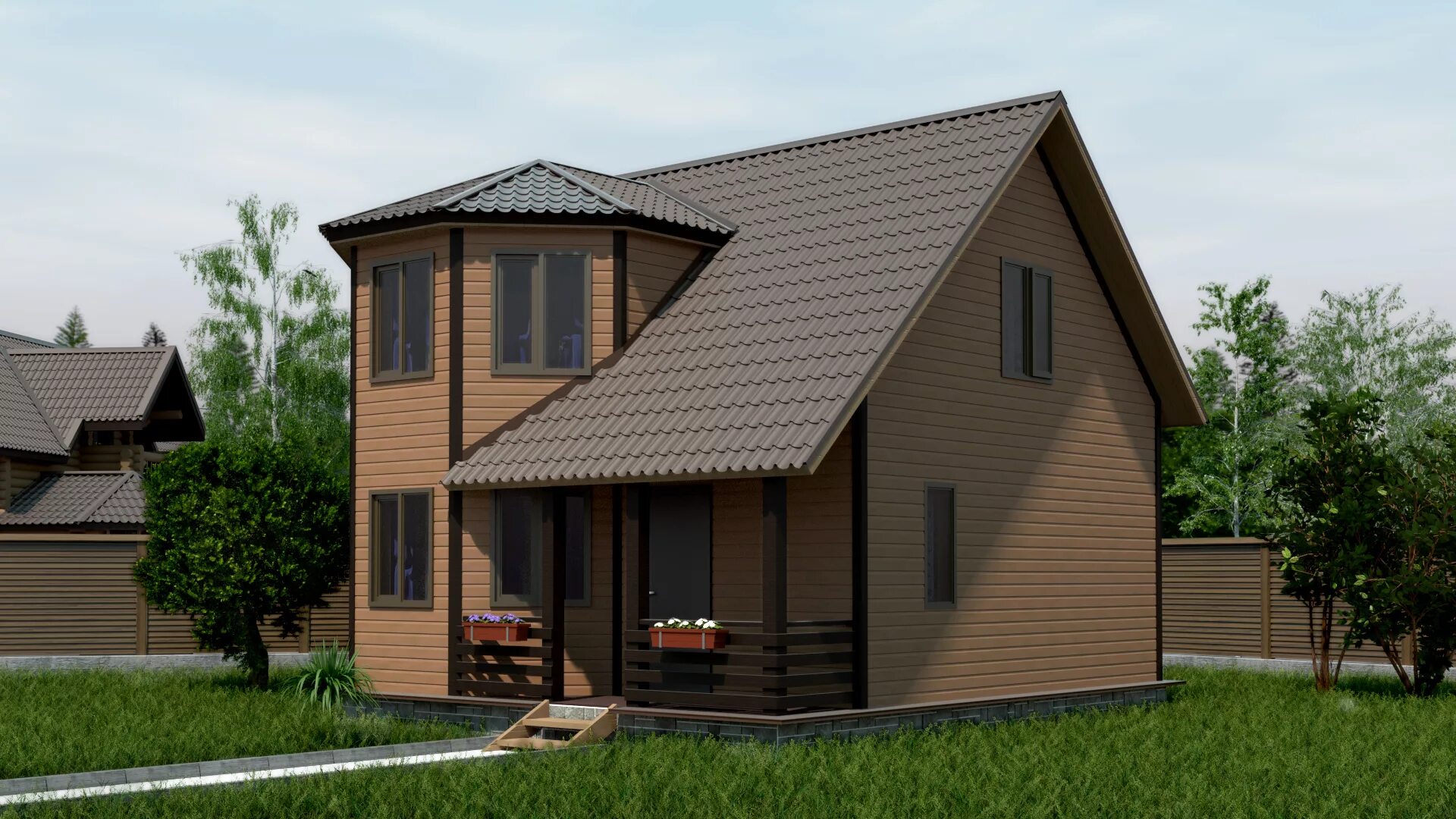 маленький двухэтажный каркасный дом. дом 7 метров. двухэтажный каркасный дом. дачный домик терем лидер. каркасный дом 8х8 полутораэтажный проект.