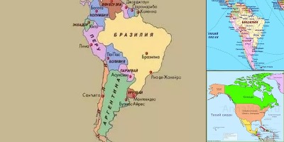 карта америки со столицами