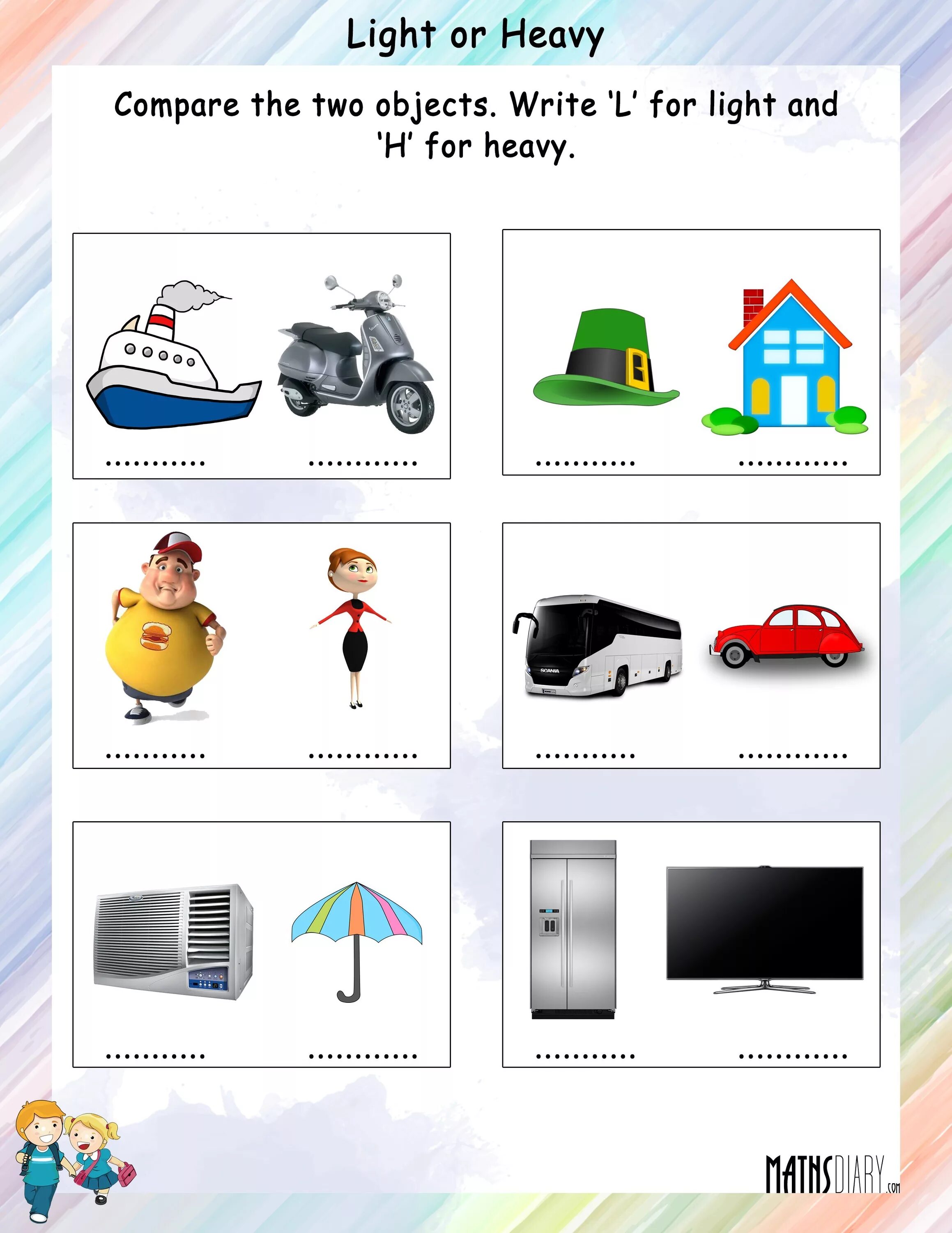 Heavy Light Worksheets. Compare objects. Compare the objects Worksheets. Objects to compare. Comparisons heavy