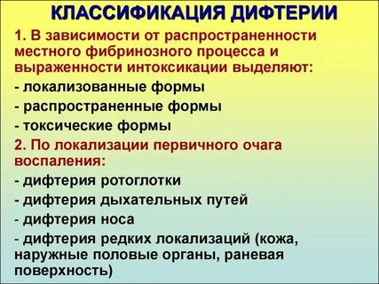 Формы дифтерии