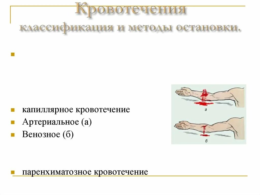 Классификация венозного кровотечения. Способы остановки капиллярного кровотечения. Метод остановки капиллярного кровотечения. Классификация способов остановки кровотечения. Эффективный и доступный метод остановки венозного